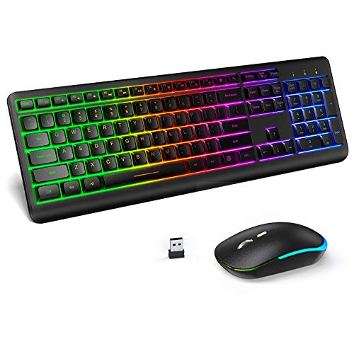 Wireless Keyboard and Mouse Combo Backlit , seenda Rechargeable Full