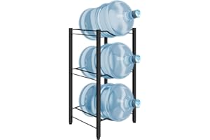 mocomax 5 Gallon Water Jug Rack, 3 Tier Detachable Water Bottle Holder Storage Organizer Shelf, Heavy Duty Water Jug Dispenser Stand for Kitchen, Office, Home, Black