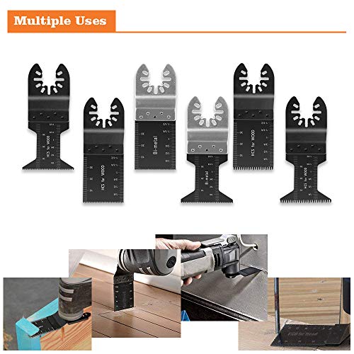 Flymall 20PCS Universal Wood Metal Oscillating Multitool Quick Release Saw Blades Fit Fein Multimaster Porter Cable Black & Decker Bosch Dremel Craftsman Ridgid Ryobi Makita Milwaukee Dewalt Rockwell