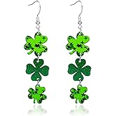 ANGLEQUEEN St Patrick's Day Earrings for Women Acrylic Shamrock Dangle Earrings Green Irish Clover Earring Good Luck Earring Irish Green Hat Festival Outfits St. Patrick's Day Accessories Jewelry Gift for Women
