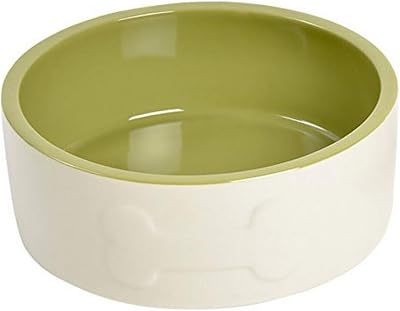 Petface Ceramic Dog Bowl with Bone Design Cream Green 20 cm