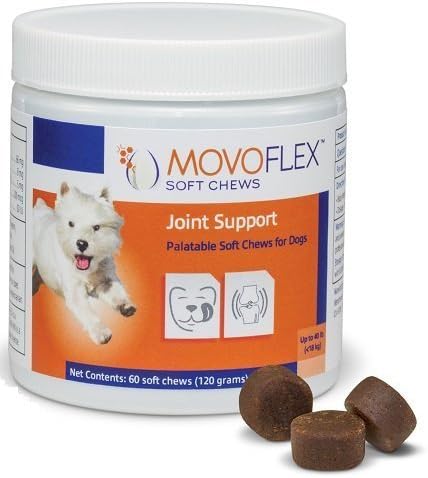 MovoFlex Joint Support Soft Chews for Dogs under 40 pounds, 60 Soft Chews by Virabc