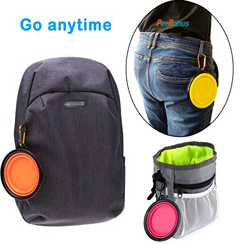 image for PetBonus 4-Pack Silicone Collapsible Dog Bowls, BPA Free and Dishwashe