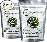 Maximum Strength Pure Organic Horny Goat Weed Powder (Epimedium Extract with Active 10% Icariins), Powerful Libido and Energy Booster, Water Soluble for Best Absorption Vegan Friendly, 200 Grams