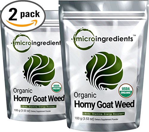 Maximum Strength Premium Pure Organic Horny Goat Weed Extract Powder (Epimedium), Highest Concentration & Absorption, Natural Energy Booster, 100 grams (Pack of 2)