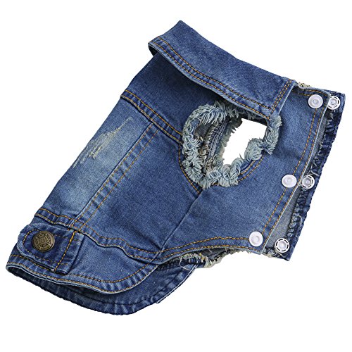 Delight eShop Soft Blue Jeans Denim Cute Pet Dog Cat Puppy Coat Jacket Clothes Costume Apparel (L) - Thumbnail 5