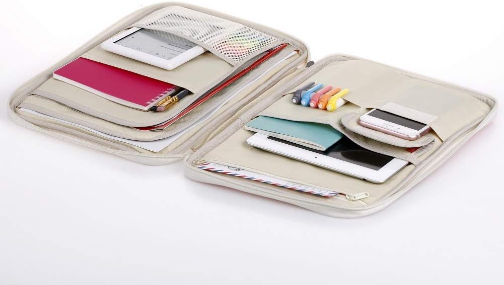 Lazyaunti Zipper Portfolio Organizer A4 Note Pouch-Waterproof Document Bags/Zipper Binder/Paper Case for 12.5" Mac, 12.5"Tablet, Pens, washi Tape, Journals, Sketch Books(Black) : Office Products