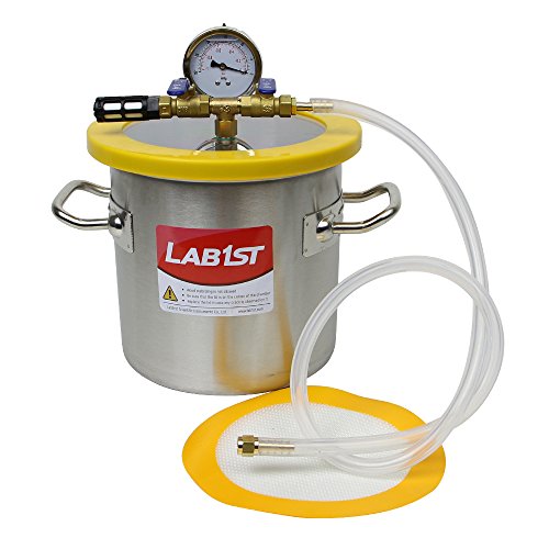 lab1st 1 1/2 Gallon Vacuum Degassing Chamber Kit with 3 CFM Vacuum Pump