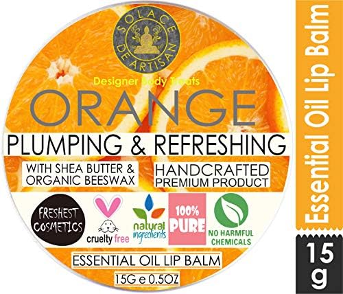 SolaceDeArtisan Peppy Orange Plumping & Refreshing EO Lip Balm, Lasts All Day, SuperValuePack 15g