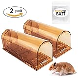 The Amazing Smart Mouse Trap w/Starter Bait - Humane Live Cage Catches Rats, Mice, Hamsters, and Other Small Rodents (Set of 2)