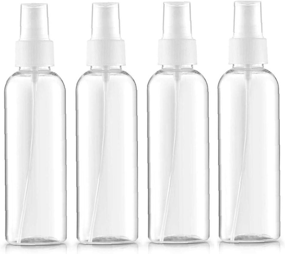 Clear Plastic Spray Mist Bottles Reusable Fine Mist Spray Bottles 4pcs/set Pipette Atomiser Liquid Container for Essential Oils, Travel, Perfumes(100ml)
