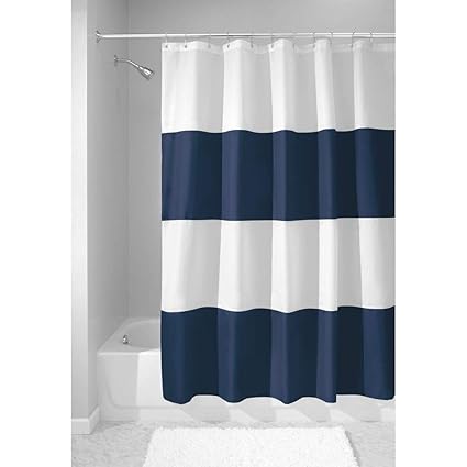 Mdesign Shower Curtain With Stripes Ideal Bathroom Accessories