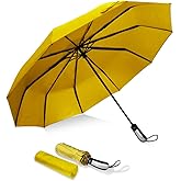 Vedouci USA Folding Umbrella 10 Ribs Compact Travel Umbrella with Teflon Coating, Automatic Umbrellas Anti UV Coating Folding Umbrellas(Yellow)