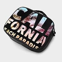 MINIKENS California Tropical Poster Banner 3D Printed Travel Makeup Bag Waterproof Portable Cosmetic Cases Organizer Mini Makeup Cases Travel Cosmetic Bag Brush Bag for Women Girls Black
