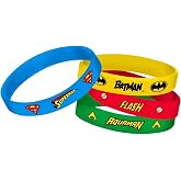 Justice League Heroes Unite Bracelets, 3.5" (4-Pack) | Assorted, Vibrant Rubber Wristbands, Perfect for Kids &amp; Avenger Fans