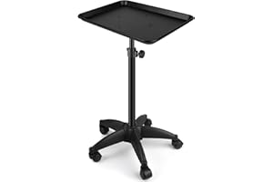 HYZSWGC Salon Tray on Wheels, Adjustable Height Salon Rolling Tray Cart, Sturdy Hairstylist Color Tattoo Tray for Home, Clinic, Salon&Spa Use(Black)