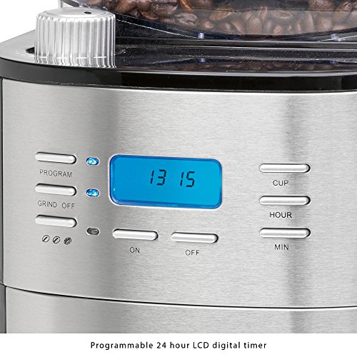 ProfiCook-PC-KA-1137-Kaffeemaschine-inkl-einstellbarem-Mahlwerk-Edelstahl-Thermokanne-programmierbare-24-Stunden-LCD-Digital-Zeitschaltuhr