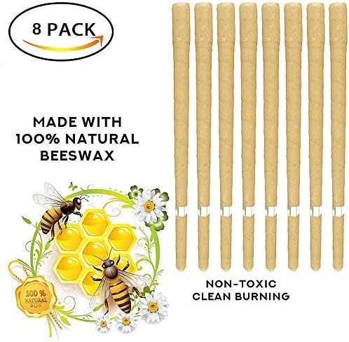 8 Pcs 100% Natural Beeswax E-a-r Candles Clider Works Incense Candling Honey Wax Removal Kit for Heathy Care