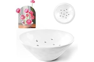 Elifinds Flower Frogs Ceramic Vase Bowl Japanese Floral Arrangement Holder Ikebana Pin Shaper Plant Supplies Flower Pot Lotus Pod Shaped Container (White)