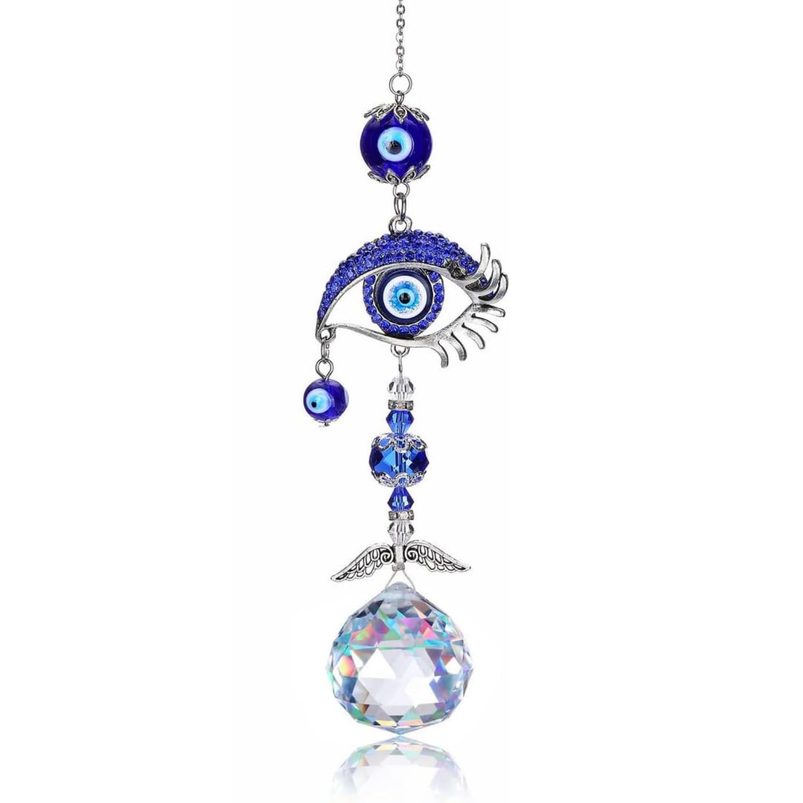 WULILONG Hanging Crystal Suncatcher Blue Evil Eye Suncatchers with Crystal Prism Balls Window Hanging Decoration Ornament Bedroom garden auspicious decoration