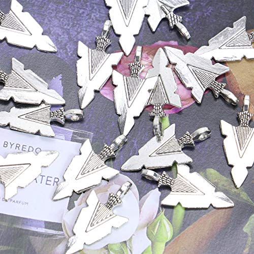 Monrocco 100 Pack Silver Indian Arrowhead Dagger Charms Pendant Jewelry Findings for Bracelets Jewelry Making