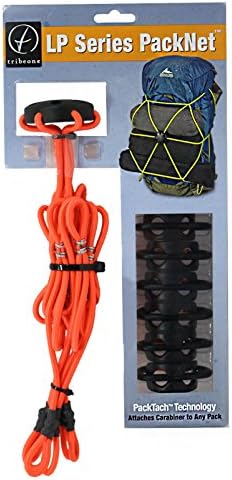 Tribe One PackNet (Orange) โ 6 PackTachs & 6 Aluminum Carabiners included โ Outdoor hiking & camping โ External Backpack Extension that Secures Tents Sleeping Bags Hammocks Pads Towels & Clothes