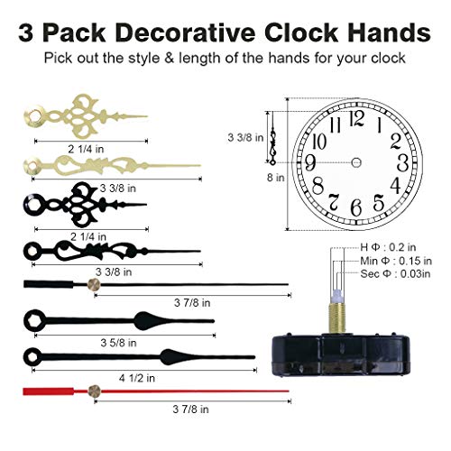EMOON Clock Movement Mechanism with 3 Pack Clock Hands, Silent Sweep