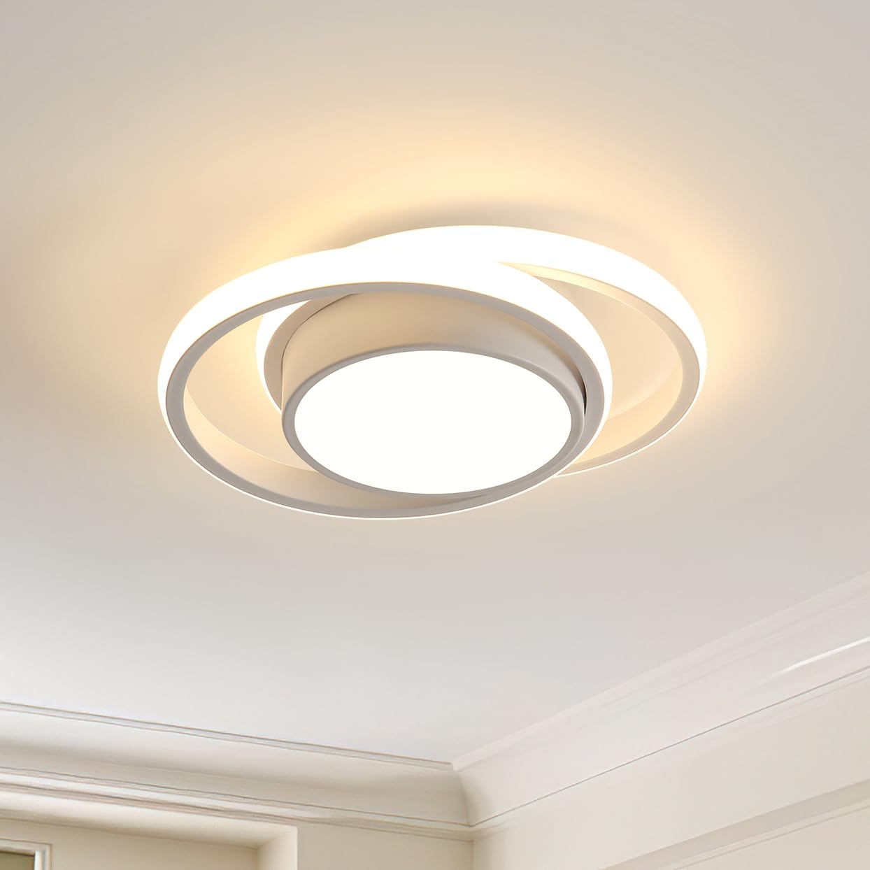 Dorlink LED Ceiling Light, 32W 2880LM Modern Ceiling Light Round Small Ceiling Lighting Fixture Aluminum, 3000K Warm White Close to Ceiling Light Fixture for Hallway,Bedroom, Kitchen, Living Room