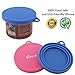 Roysili 2 Pack Pet Can Covers, BPA Free Silicone Dog Cat Food Can Cover For Multiple Sizes Dishwasher Safe Can Food Lids Pink and Blue (2 Pack, Pink + Blue)