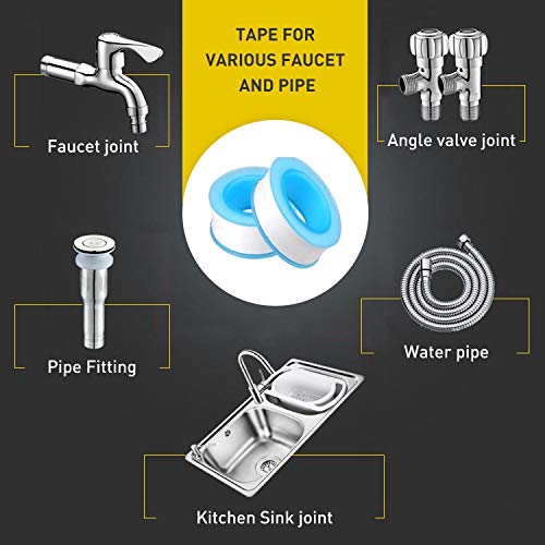 Teflon Tape, Thread Seal Tapes,PTFE Thread Seal Tape for Plumbers Sealant Tape for Leak Water Pipe Thread 1/2 inch x 500 inch (2 Pack/White)