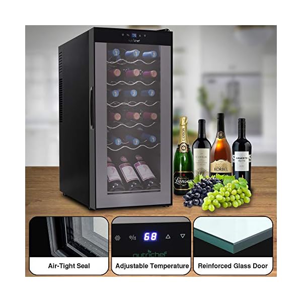 18-Bottle-Wine-Cooler-Refrigerator-White-Red-Wine-Fridge-Chiller-Countertop-Wine-Cooler-Freestanding-Compact-Mini-Wine-Fridge-18-Bottle-w-Digital-Control-Airtight-Glass-Door-NutriChef-PKCWC180