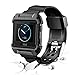 Fitbit Blaze Watch Band with Case, Rugged Protective Frame Resilient Sport Replacement Strap Wristband for Women Men (Black)