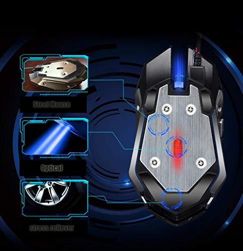 Wired Gaming Mouse for PC Laptop Mac, 3500 DPI 6 Buttons Custom Macros USB Alternately Change Light (Black)