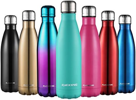 Stainless Steel Vacuum Insulated Water Bottle-CMXING Reusable Double Walled Drinks Bottle Flask Standard Mouth-12 Hours Hot & 24 Hours Cold -500ml & 750ml-Non-Toxic BPA Free