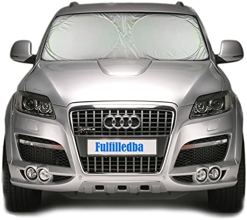 Large Car Windshield Sun Shade-1 Piece of Jumbo Foldable Rectangular 63x31.5 Inches Windshield Sunshade Protector UV Reflector For Minivan SUV Truck, Comes with 2 Bonus Products and Storage Pouch