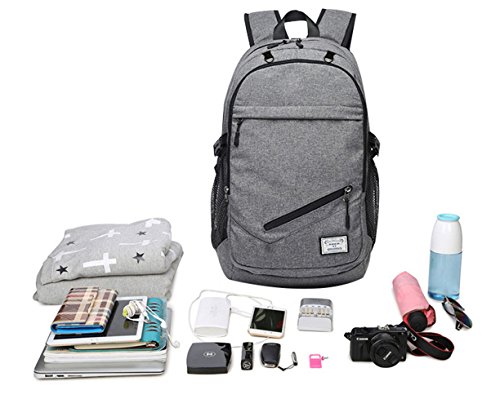 Unisex Boy Girl USB Port Net Ball Sport Bag School Student Computer Backpack(14L, Style D Grey) - Thumbnail 3