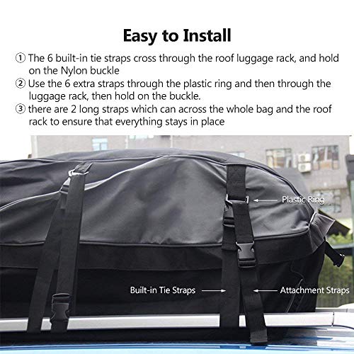 adakiit Car Roof Bag Rooftop Cargo Carrier Waterproof Soft-Shell Carriers 20 Cubic Feet Roof Cargo Box for Cars (Thickened - 20 Cubic)