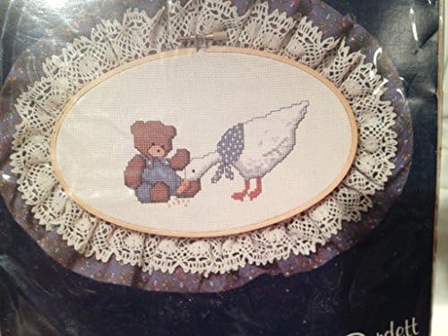 Vintage 1985 Dale Burdett Country Cross Stitch Kit Teddy Feeding Goose