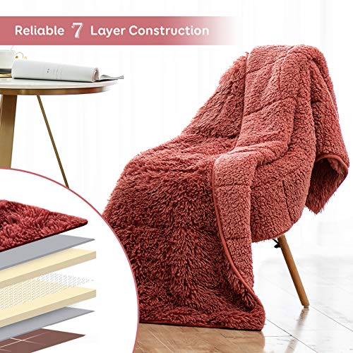 Topblan Shaggy Faux Fur Sherpa Weighted Blanket 20lbs, Super Soft and