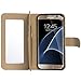Abacus24-7 Synthetic Leather Folio Wallet and Case for Samsung Galaxy S7 Edge - Gold Mirror