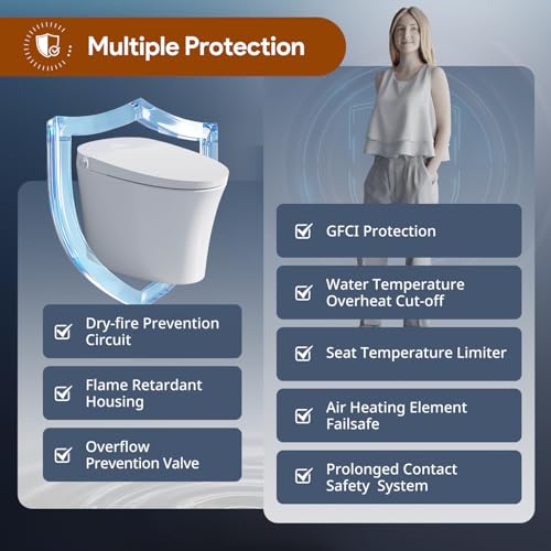 Uncle Brown ST12U Smart Toilet, ADA Height Bidet Toilet with Auto Open & Close Lid, 1000g MaP Flush Score, Foam Shield, PlasmaClean Technology, Hygienic Water Cleanse, Heated Seat & Warm Air Dryer