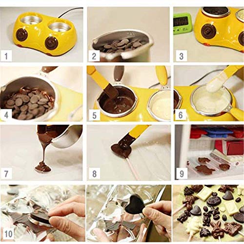 Zz Pro Electric Cheese Chocolate Melting Pot, Drink Warming Machine, Home made Fondue Set for Multiple use - with all shapes molds, 10 plastic skewer, 10 plastic forks, 1 spiral fork, 1 flat fork (Deluxe, Yellow) - Thumbnail 7