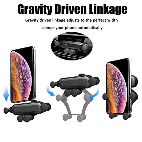 Car Phone Holder, Air Vent Mount Cell Phone Holder, Megafeis Gravity Auto Clamping and Retracting, 360 Degree Viewing Angle for 4.7 to 6.5 inches Mobile Phones.