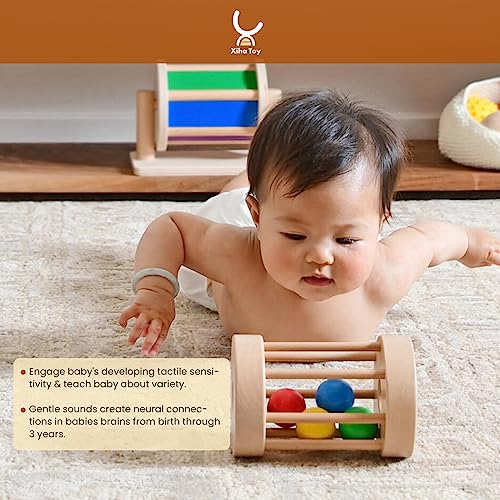 XIHAToy Montessori Ball Cylinder Rolling Drum, Montessori Toys for