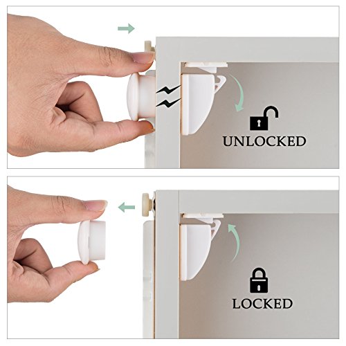 image for Baby Proof Magnetic Cabinet Safety Locks, CO-Z Hidden Magnetic Latch L