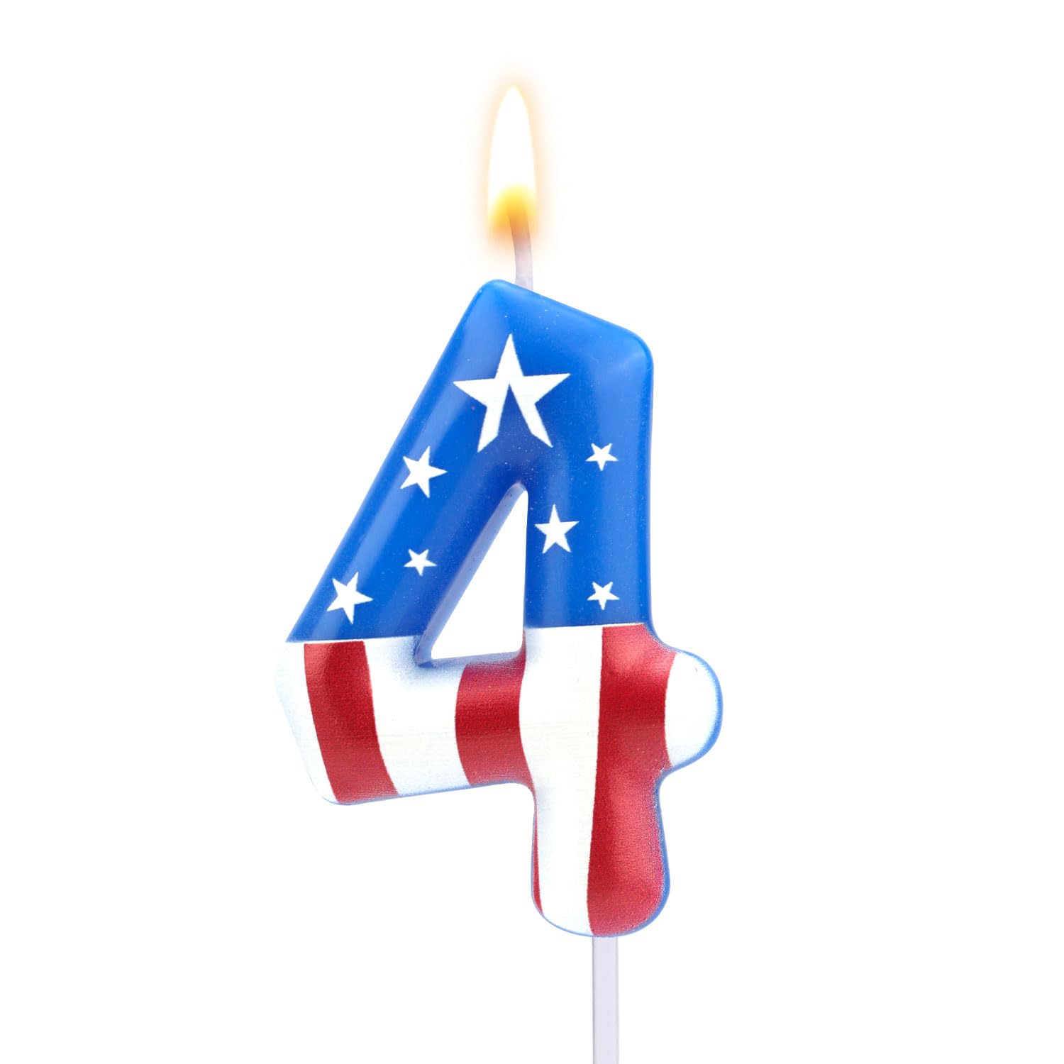 Photo 1 of Red and Blue Candle, 0-9 Number Birthday Cake Candle Cartoon Theme Cake Topper America Candles for Boys Girls Birthday Decorations & Party Supplies (Number 4)