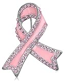 Bling Jewelry Pink Crystal Breast Cancer Awareness Enamel Pink Ribbon Lapel Pin Gold Plated