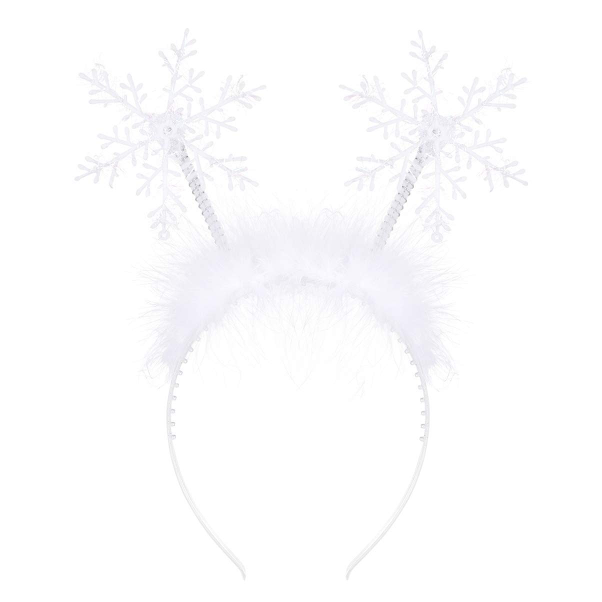 Lurrose 2 Pcs Snowflake Headband Feather Hair Hoop Charming Girls Hair Bands White Headdress for Party Banquet