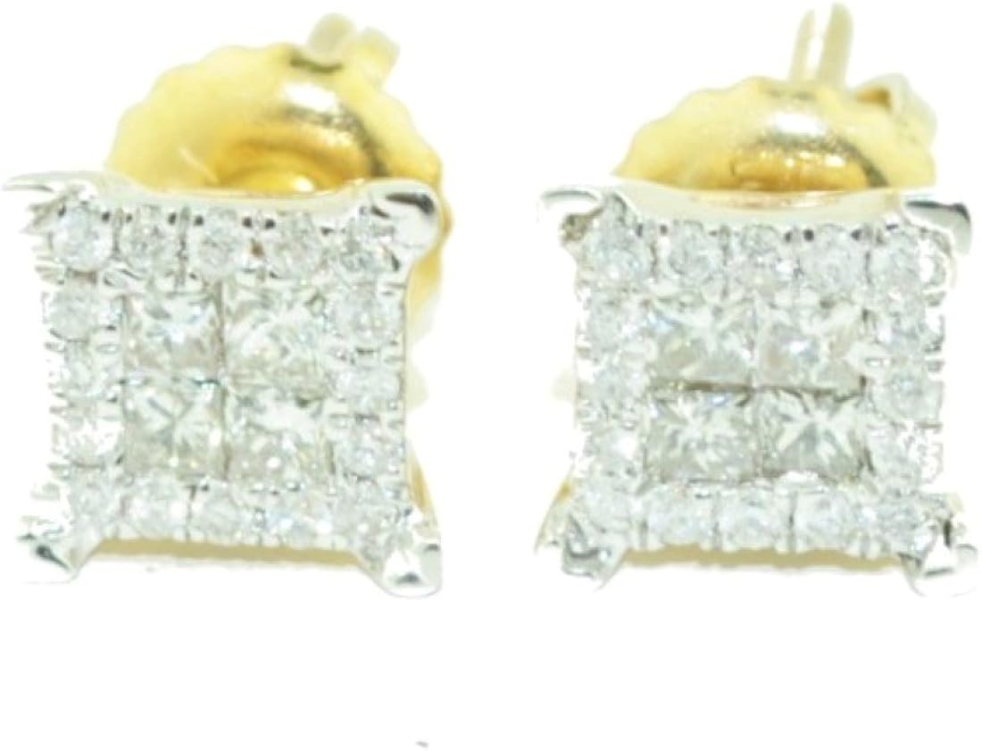 Amazon Com Gold Earrings For Men Princess Cut Diamond Stud