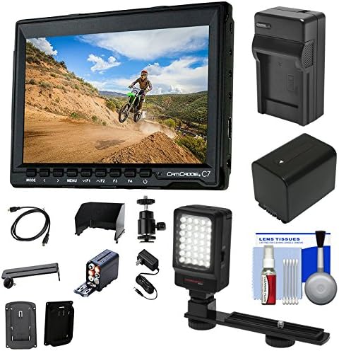 Cam CADDIE Portable 7" Camera-top Field HD IPS LCD Monitor (Sony NP-F Series) + Ball Head + Sun Hood + HDMI Cable + Battery/Charger + Video Light Kit